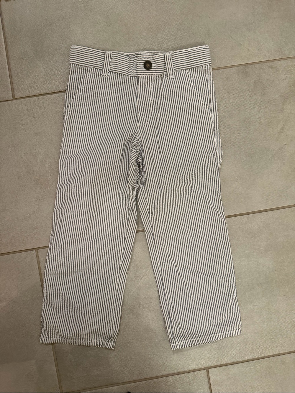 Gymboree Boys Seersucker Pants Navy White Stripe 4T Adjustable Waist